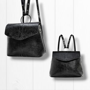 Zara TRF Women's Black Metallic Small Backpack Bag With Ring